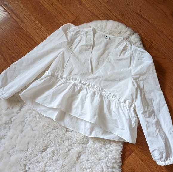 ARITZIA Sunday best jinx peplum blouse poplin white xxs - Picture 6 of 13